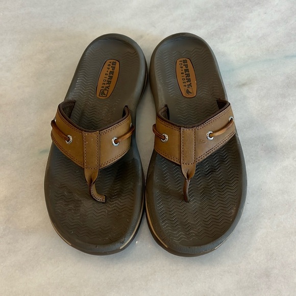 Sperry Other - Sperry Top Side Men’s Flip Flops Brown Tan leather Size 8